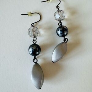 Elegant Silver and Black Dangle Earrings